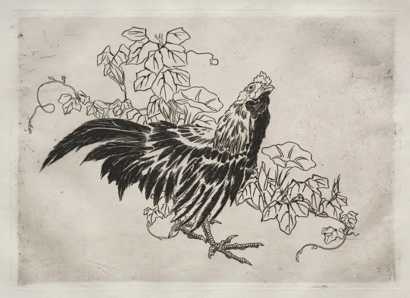 Dinner Service (Rousseau service); Rooster and morning glories (no. 25) av Félix Bracquemond
