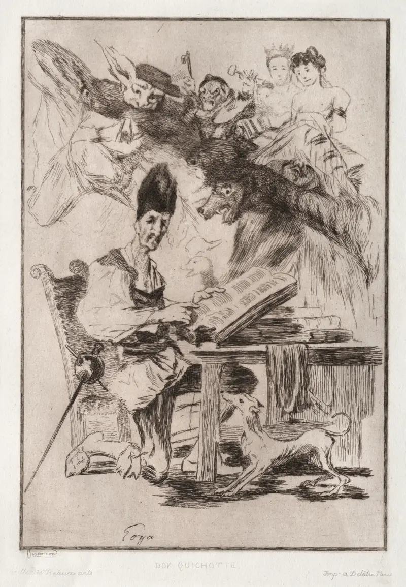 Don Quichote, after Goya av Félix Bracquemond