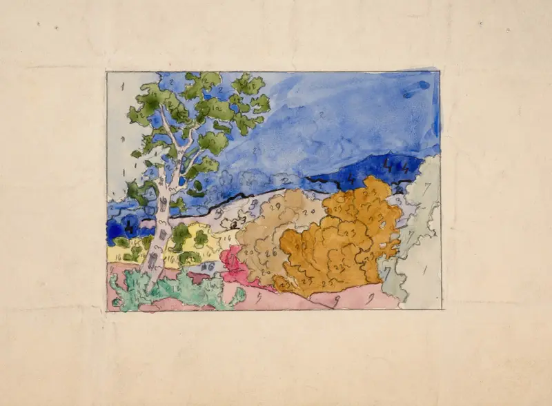 Enamel study with colour numbering av Félix Bracquemond