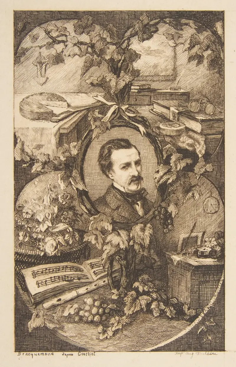 Frontespis till Champfleurys ”Les Amis de la Nature” av Félix Bracquemond
