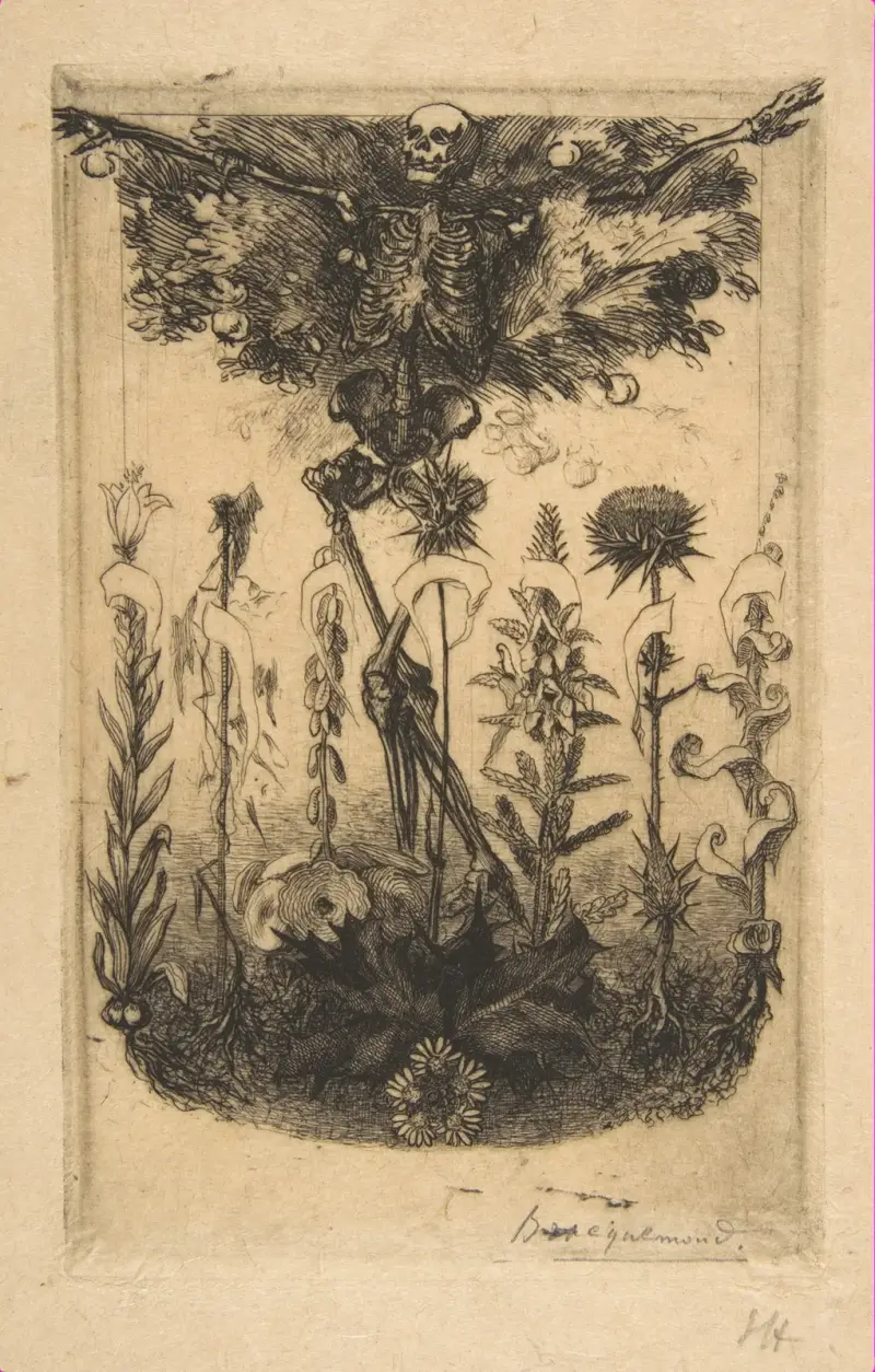 Titelblad till 'Les Fleurs du Mal' av Félix Bracquemond
