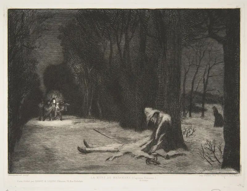 Matamores död (Kapten Fracasse) av Félix Bracquemond