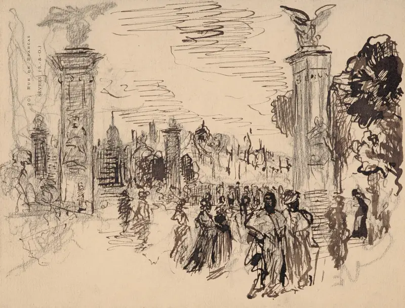Förbipasserande på Alexandre III-bron av Félix Bracquemond