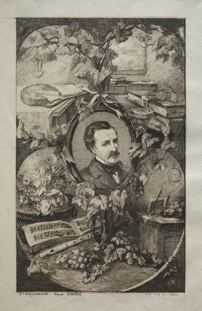 Portrait of Champfleury, after Gustave Courbet av Félix Bracquemond