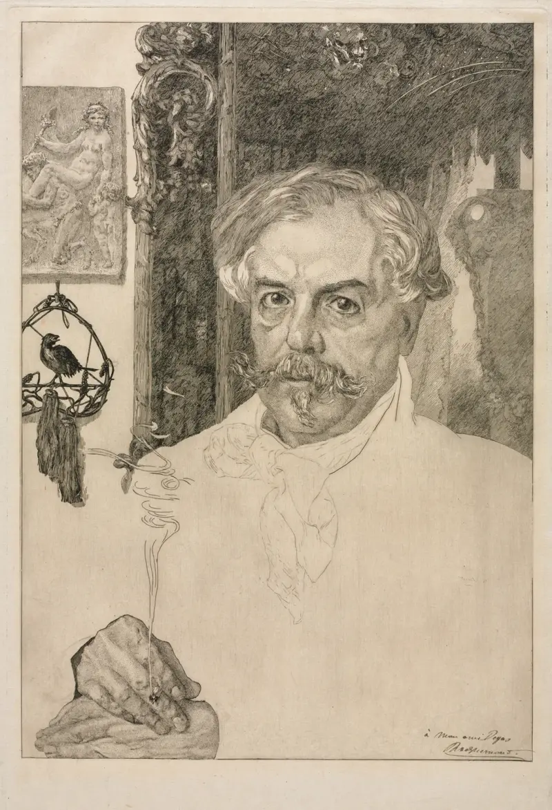 Porträtt av Edmond de Goncourt av Félix Bracquemond