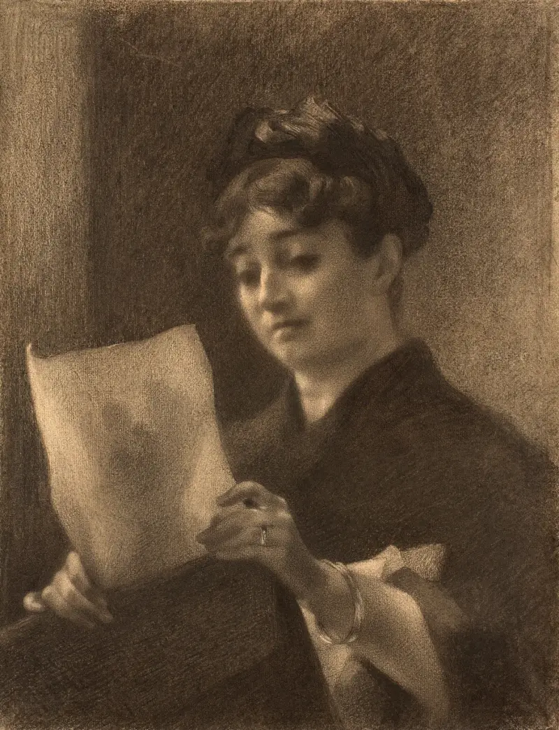 Porträt von Marie Bracquemond mit Zeichenpappe von Félix Bracquemond