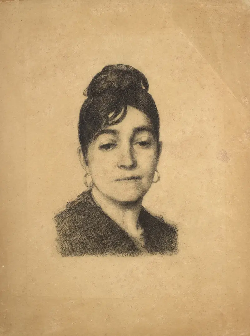 Porträtt av Marie Bracquemond av Félix Bracquemond