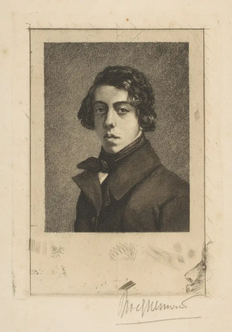 Porträtt av Théodore Chassériau av Félix Bracquemond