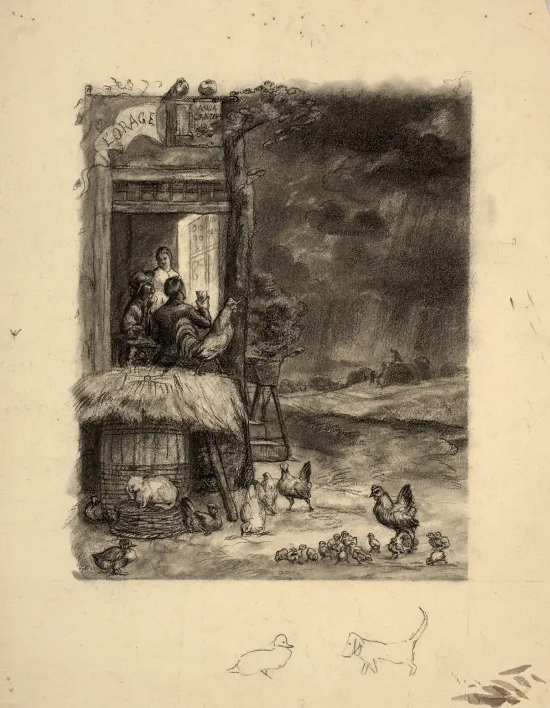 Studie till ’L’Orage’ av Félix Bracquemond