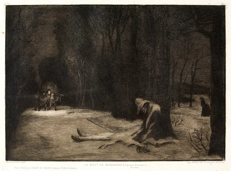 Śmierć Matamora, według „Kapitana Fracasse” Théophile’a Gautiera, Félix Bracquemond