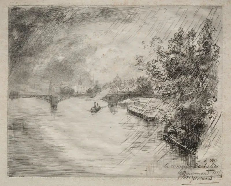 Vy över bron Saint-Pères av Félix Bracquemond