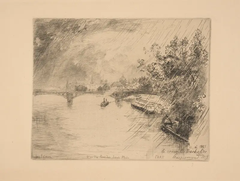 Utsikt från Pont des Saints-Pères av Félix Bracquemond