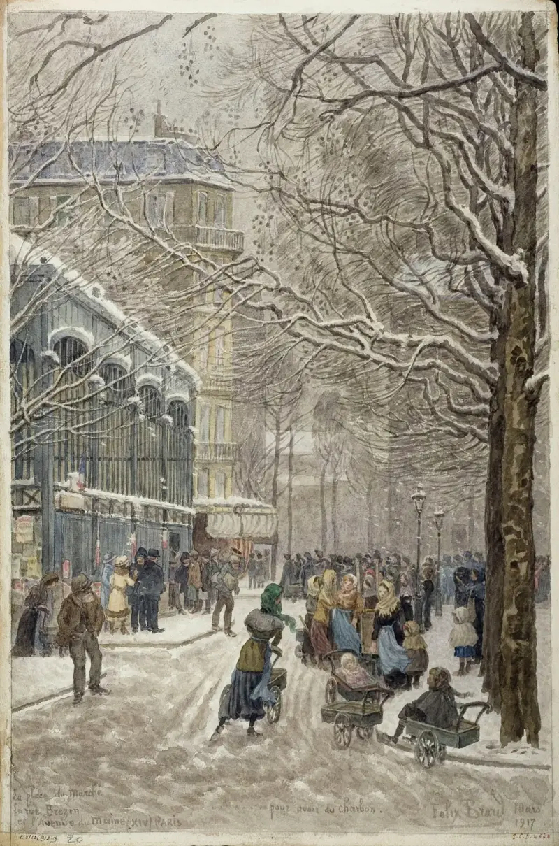 La place du Marché, la rue Brézin et l’avenue du Maine av Félix Brard