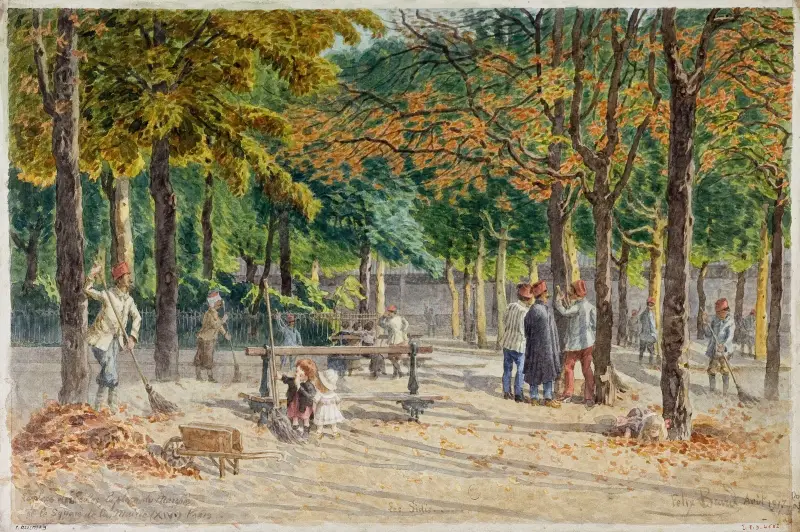Les Sidis, place des Écoles, place du Marché och square de la mairie i 14:e arrondissementet av Félix Brard