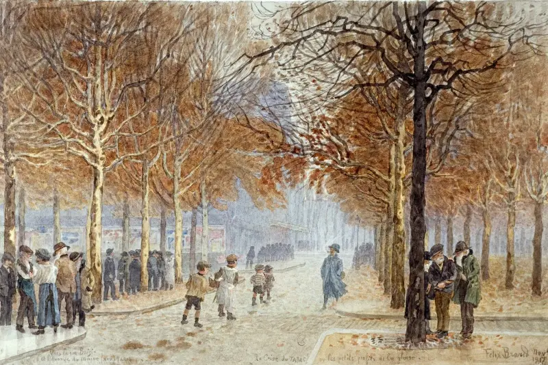 Rue Brézin i avenue du Maine, 14. dzielnica, listopad 1917, Félix Brard
