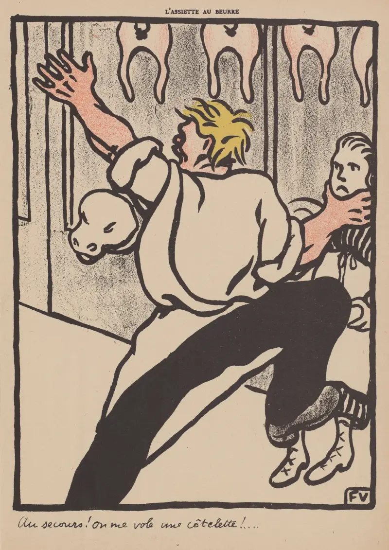 Au secours! On me vole une côtelette av Félix Vallotton