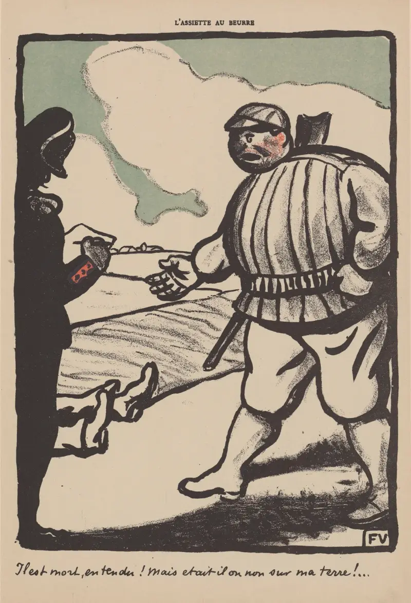 Il est mort, entendu! Mais etait il ou non sur ma terre! av Félix Vallotton