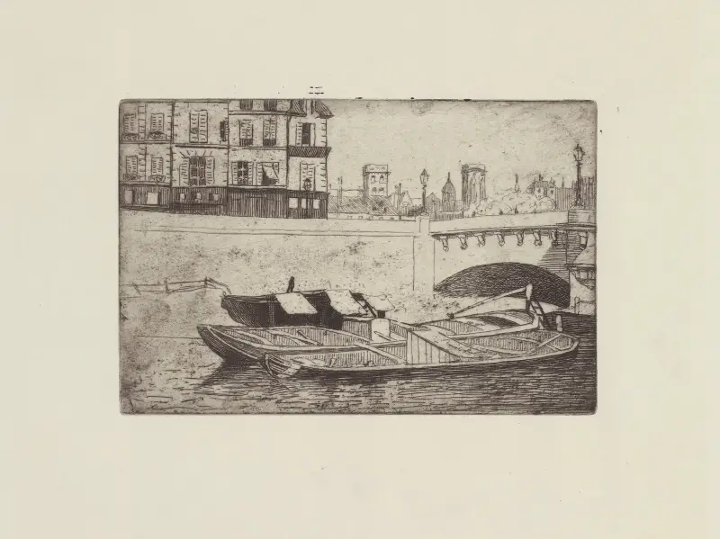 Péniches au Pont-Neuf av Félix Vallotton