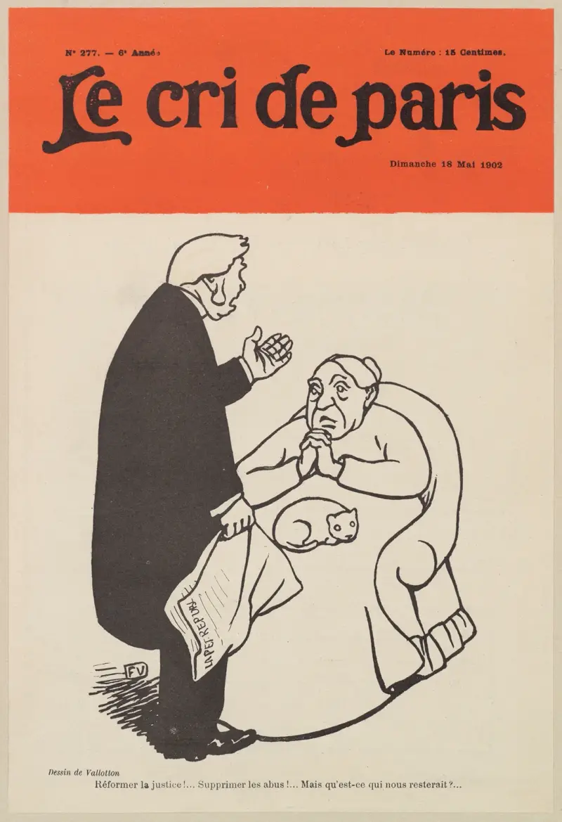 Reformer la justice!… Supprimer les abus!… Mais qu’est-ce qui nous resterait… av Félix Vallotton
