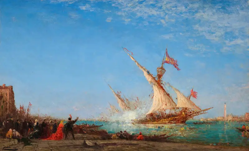 Kanon skott i Venedig, festdag av Félix Ziem