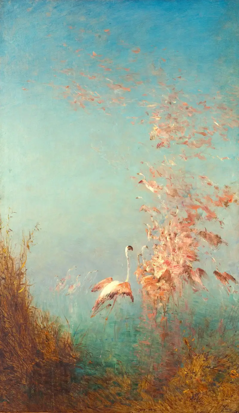 Flamingostim vid Étang de Vaccarès av Félix Ziem