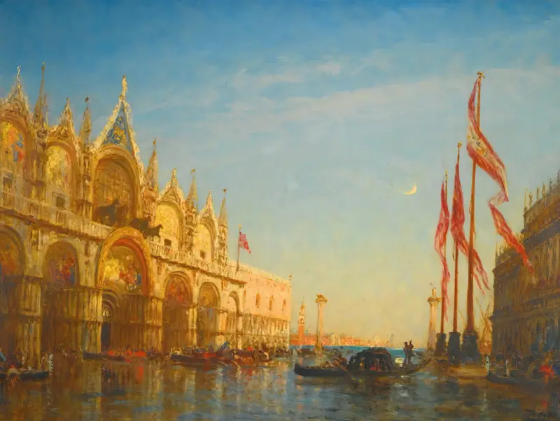 Översvämning på Markusplatsen, Venedig av Félix Ziem
