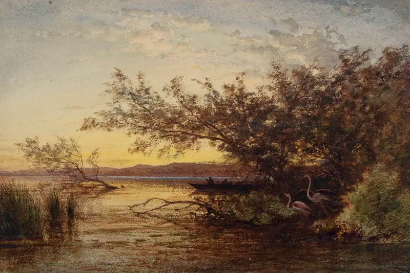 Camargue, solnedgång av Félix Ziem
