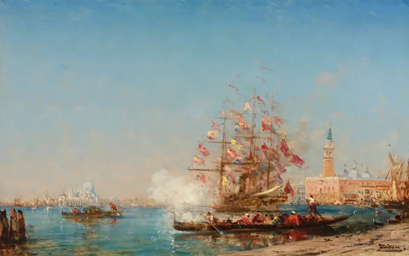 Himmelsfärdsfesten i Venedig, kanonsaluten av Félix Ziem