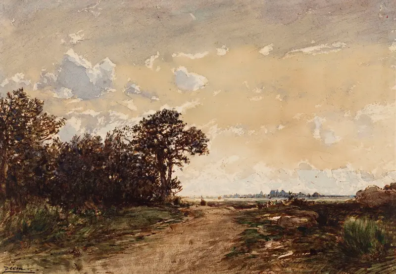 Fontainebleauskogen i närheten av Barbizon av Félix Ziem