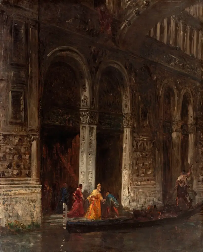 La sortie du Palais des Doges sous le pont des Soupirs av Félix Ziem