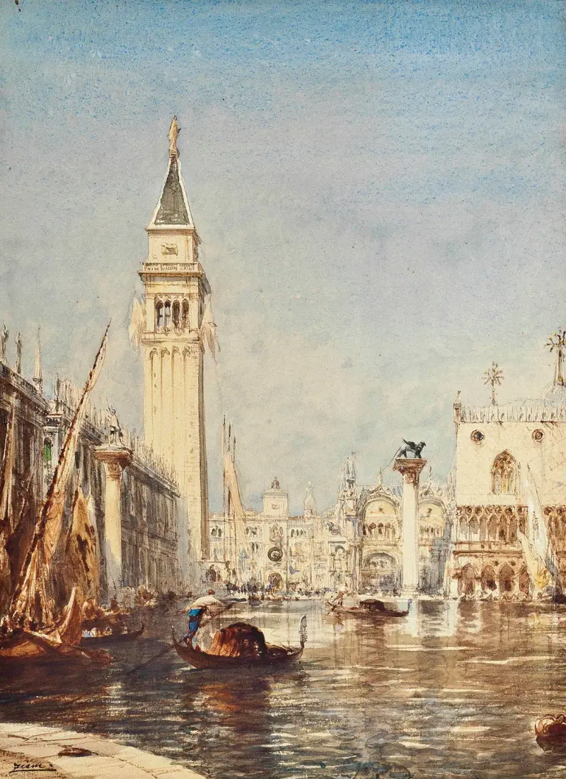 Der Molo und die Piazzetta, Überschwemmung von Félix Ziem