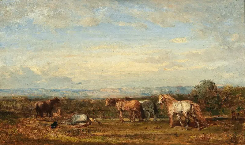 Camarguehästar av Félix Ziem