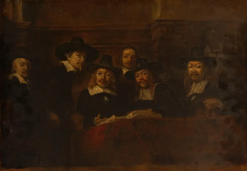Kopior av syndikerna i klädeshandlarnas skrå efter Rembrandt av Félix Ziem