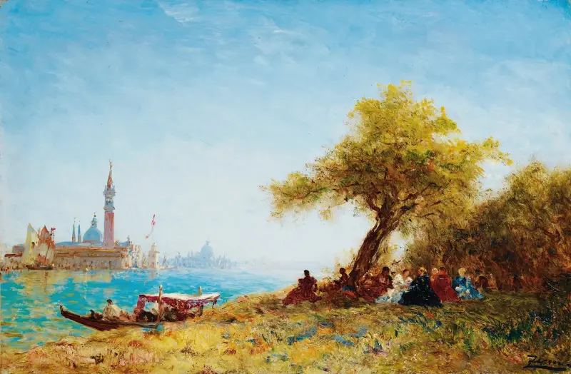 Vila på landsbygden nära Venedig av Félix Ziem