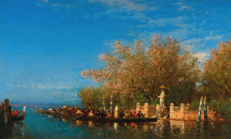 Venedig, eine Gondelfahrt zur Madonna am Eingang des Jardin Français von Félix Ziem
