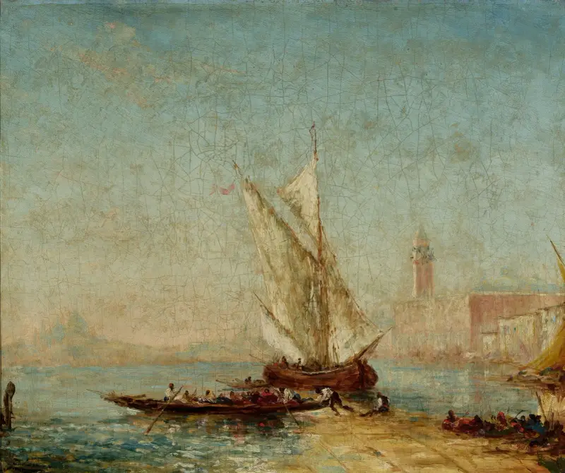 Vy över Venedig med Dogepalatset av Félix Ziem