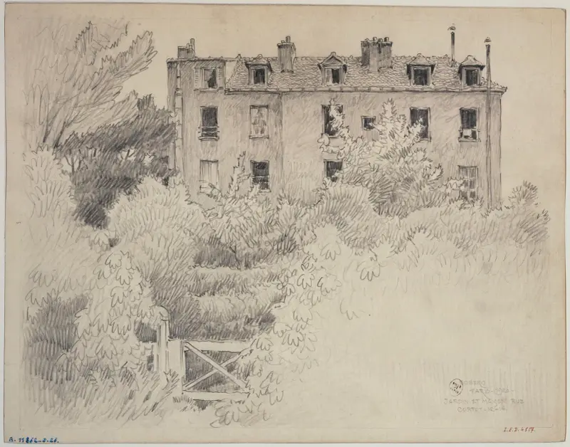 Jardin et maison rue Cortot, 12, 14 av Ferdinand Boberg
