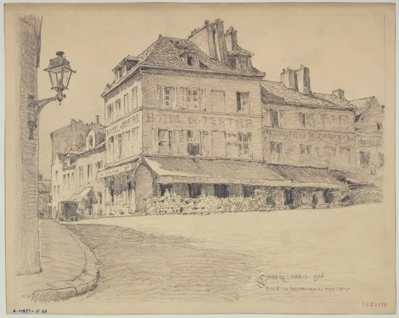 Place du Tertre et la rue du Mont Cenis, Montmartre av Ferdinand Boberg