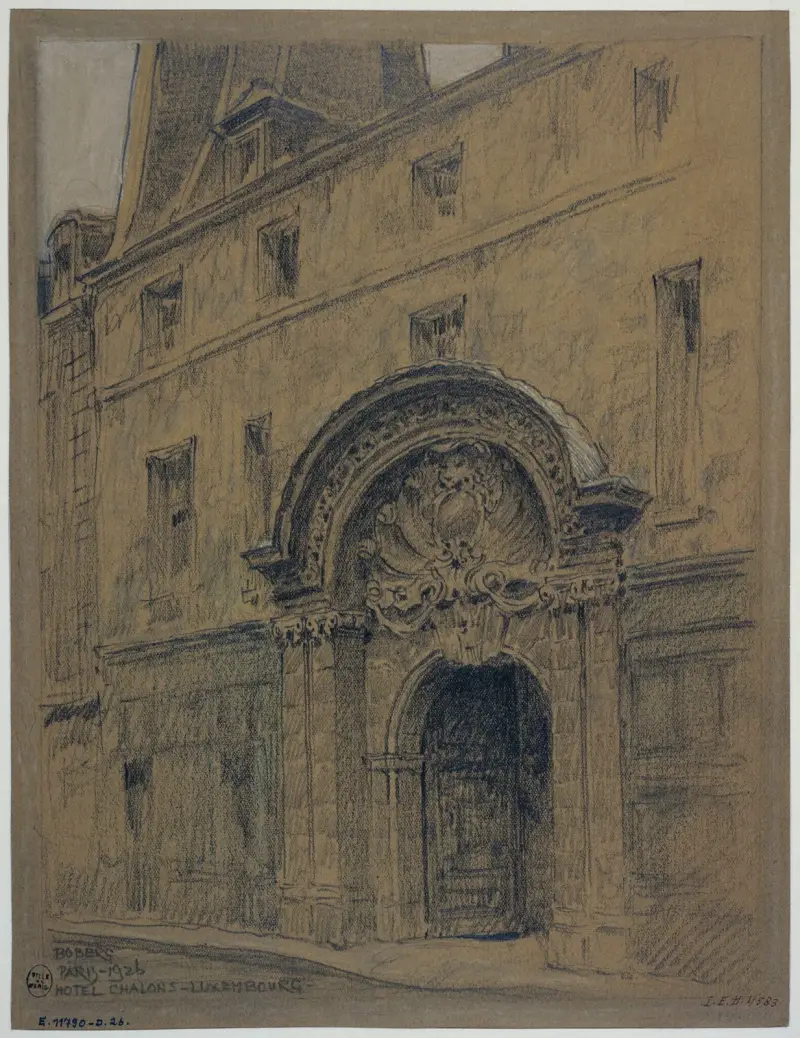Porte d’entrée de l’Hôtel Chalons-Luxembourg, 26 rue Geoffroy l’Asnier av Ferdinand Boberg