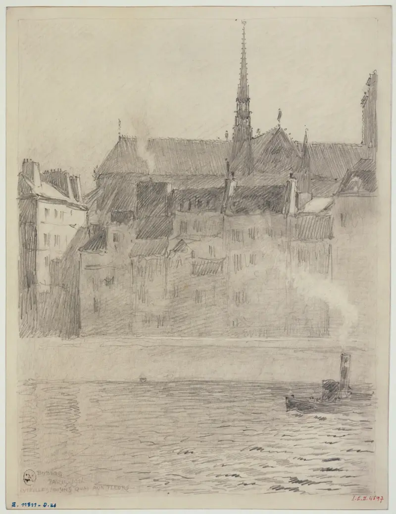 Gamla hus på Quai aux Fleurs av Ferdinand Boberg