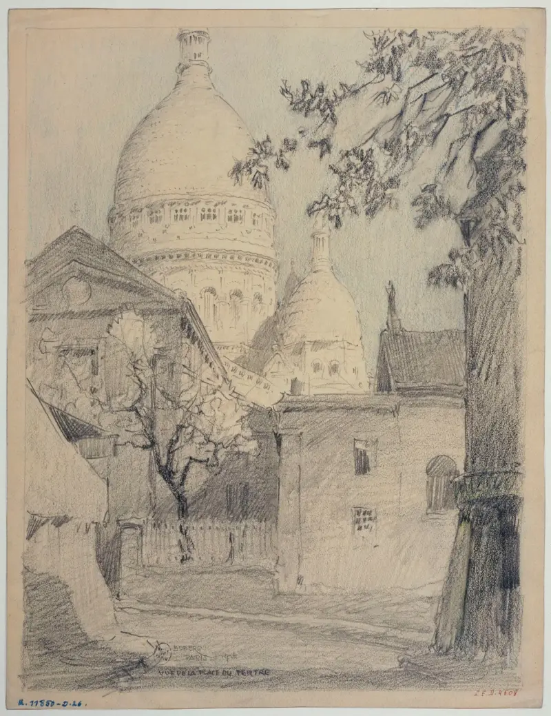 Utsikt över Place du Tertre i Montmartre av Ferdinand Boberg