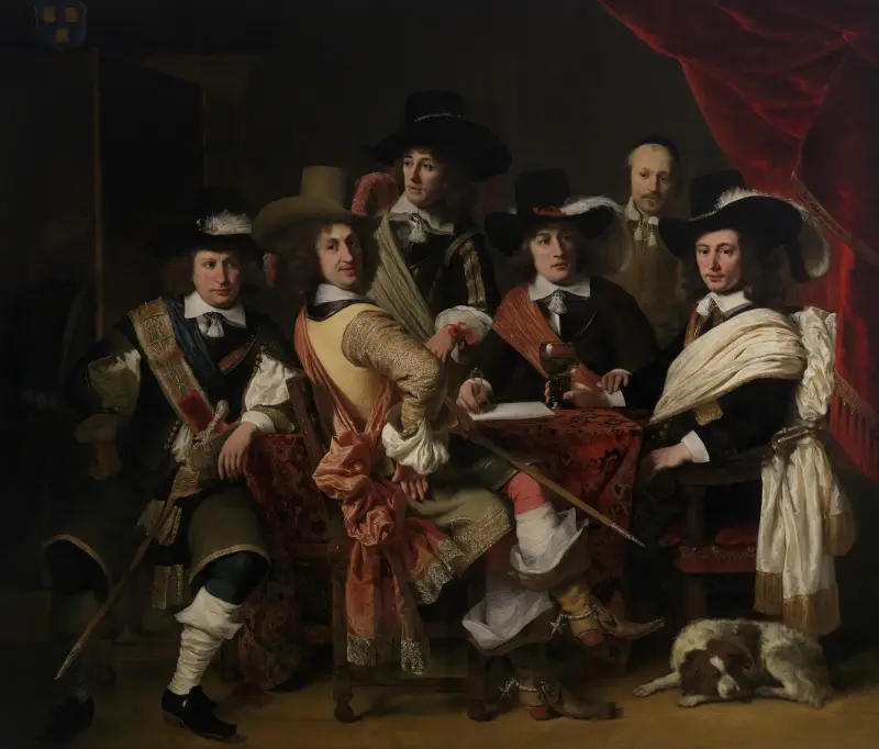 Krigsrådet hos Goudas skyttegille under överste Govert Suijs av Ferdinand Bol