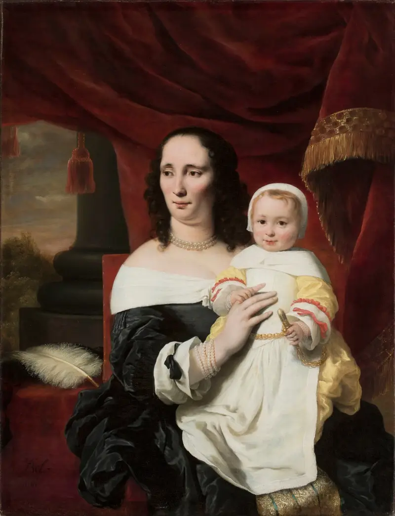 Portrét Johanny de Geer-Trip s dcerou Cecilií, Ferdinand Bol