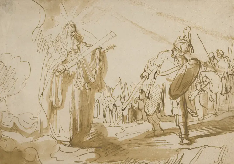 The Messenger of God Appearing to Joshua av Ferdinand Bol