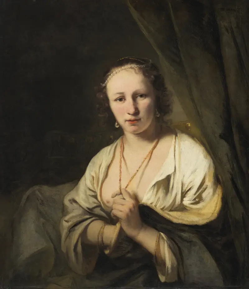 Women with Pearls in her Hair av Ferdinand Bol