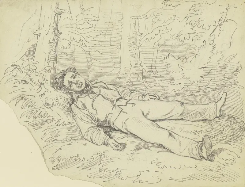 En hängd man liggande i skogen av Ferdinand Fellner