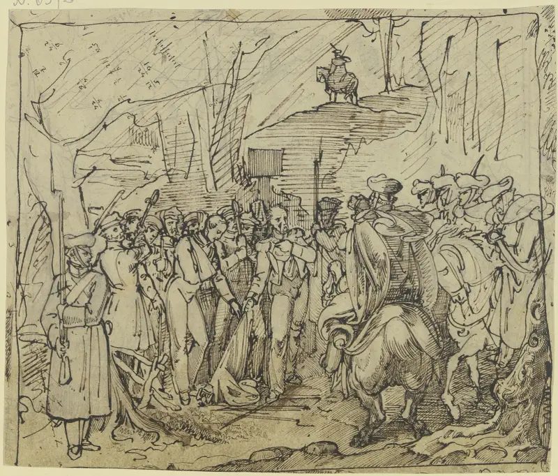 Die letzten zehn Soldaten vom vierten Regiment des polnischen Revolutionsheers betreten 1831 preußisches Gebiet av Ferdinand Fellner
