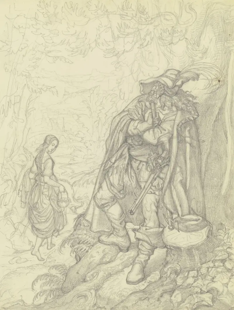 Ein Räuber, ein Bauernmädchen beobachtend von Ferdinand Fellner