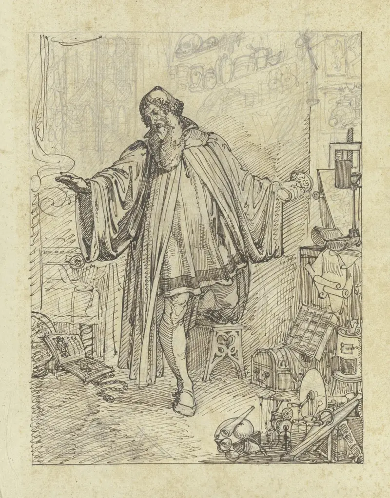 Faust i sin studerkammare, med giftbägaren i sin högra hand av Ferdinand Fellner