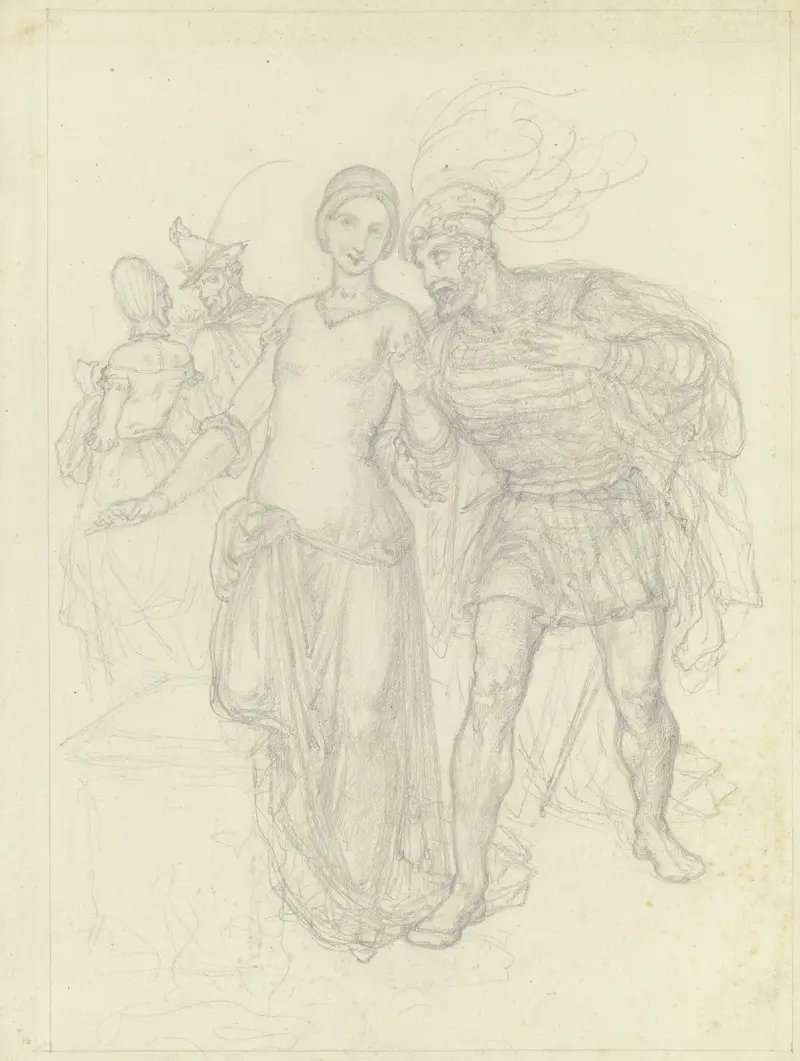 Faust und Gretchen, im Hintergrund Marthe und Mephisto, 1835 – Nr. 1 von Ferdinand Fellner